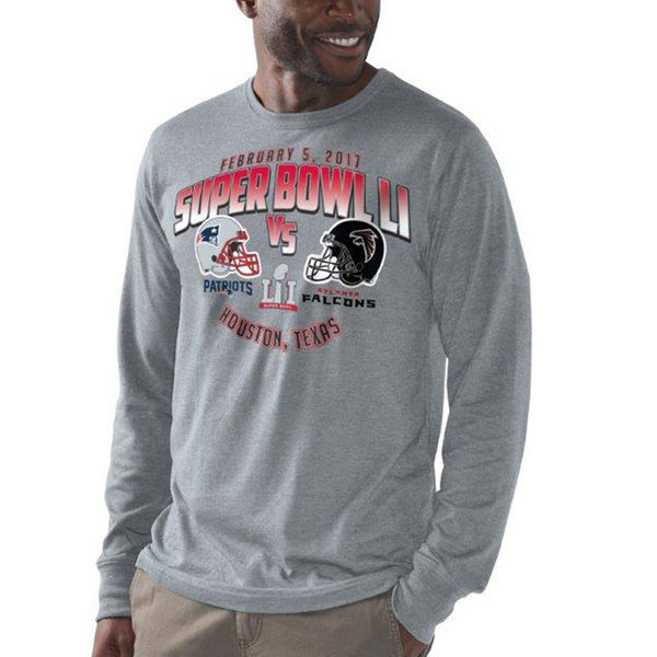 New England Patriots vs. Atlanta Falcons G-III Sports by Carl Banks Super Bowl LI Dueling Half-Time Long Sleeve T-Shirt - Heathered Gray